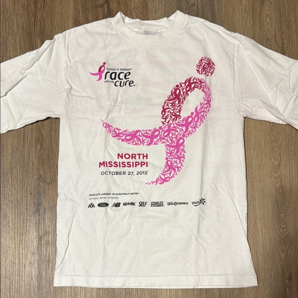 Breast Cancer Race for the Cure White Pink Mississippi Long Sleeve Tee